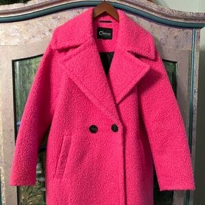 Pink 3/4 length coat in camellia pink.  Size S
